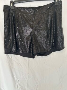 Express Design Studio Black Sequin Pleated Shorts Size 10 NWOT